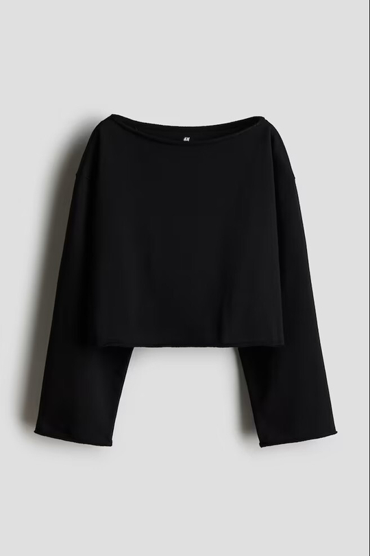 H&M Толстовка с воротником лодочкой, черный