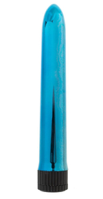 Голубой классический вибратор - 18 см. (Цвет: голубой)