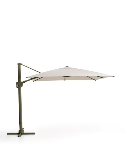 Бежевый консольный зонт Noli с зеленой алюминиевой конструкцией, 300 x 300 см