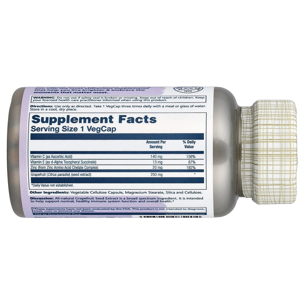 Solaray, экстракт косточек грейпфрута, 60 растительных капсул