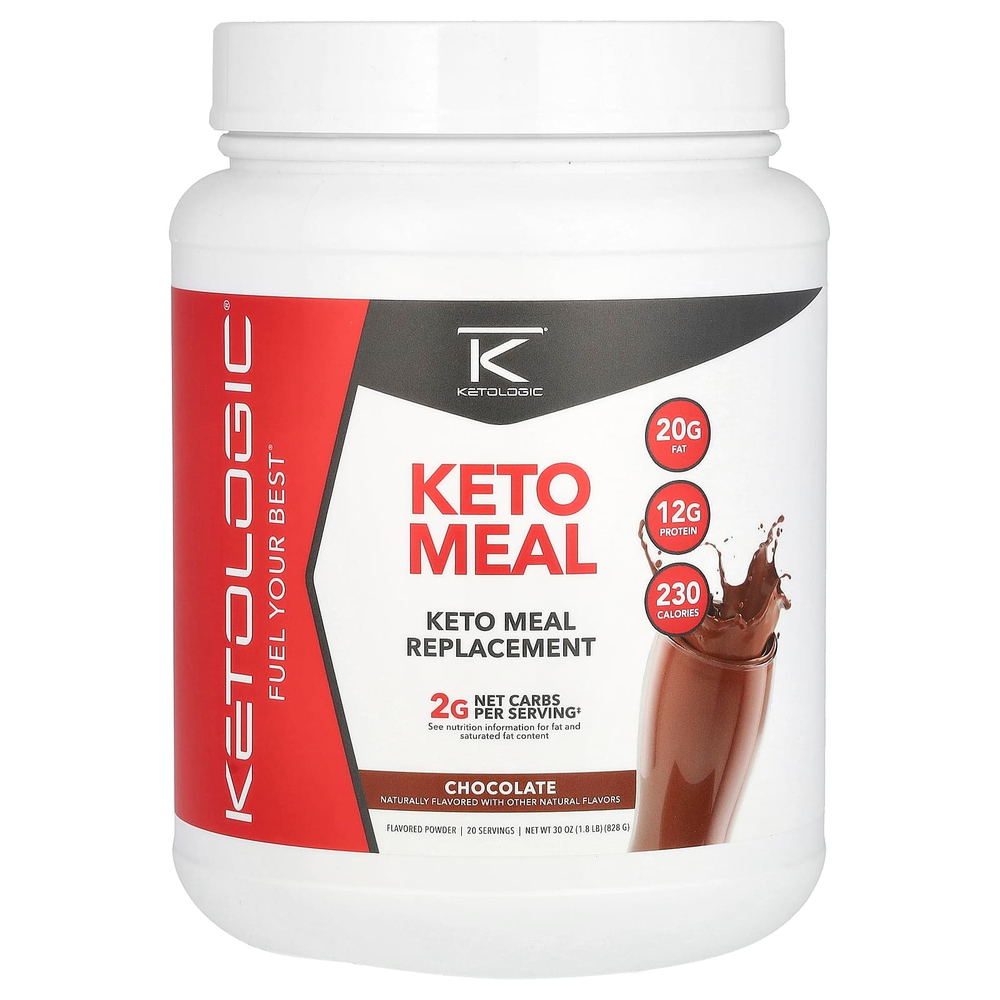 KetoLogic, KetoMeal, заменитель еды, шоколад, 828 г (1,8 фунта)