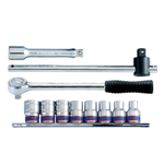 Набор торцевых головок с принадлежностями 1/2&quot;, шестигранные, 10-19 мм, 11 предметов KING TONY 4311MR