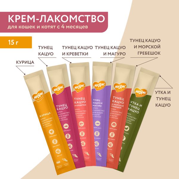 Крем-лакомство Мнямс для кошек с тунцом Кацуо