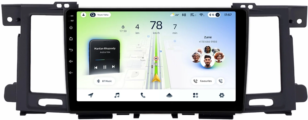 Магнитола для Nissan Patrol Y62, Infiniti QX56/QX80 2010-2017 (рамка тип 1) - Teyes CC4L монитор 9" IPS на Android 14, Snapdragon 662, CarPlay, 4G SIM-слот