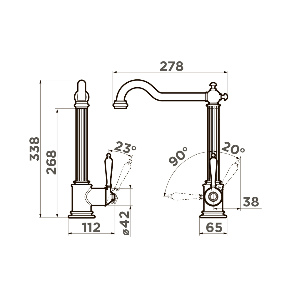 Смеситель Toshima-AB латунь/античная латунь