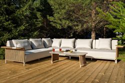 "Мальдивы" трансформирующаяся лаунж-зона из искусственного ротанга, цвет соломенный