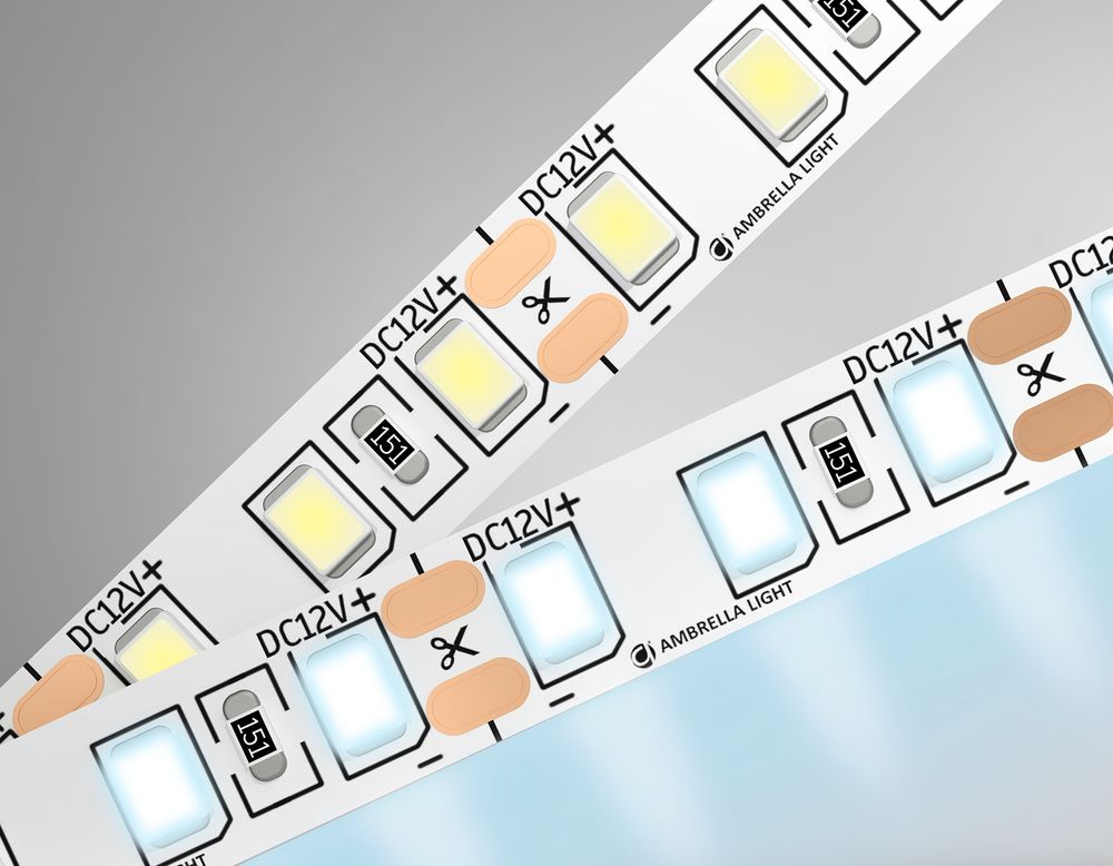 Светодиодная лента GS1103 2835 120Led/ 9.6W m/ 12V IP20 6500K/ 5000*8*1.2mm/ кратность резки 25mm (2 конт.)
