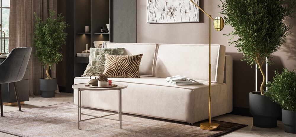 Диван Норд мини Велюр Монолит латте (последний экземпляр)