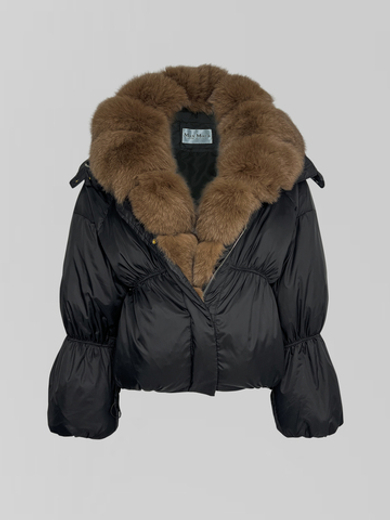 Куртка 2412 однотонная с мехом и капюшоном на молнии