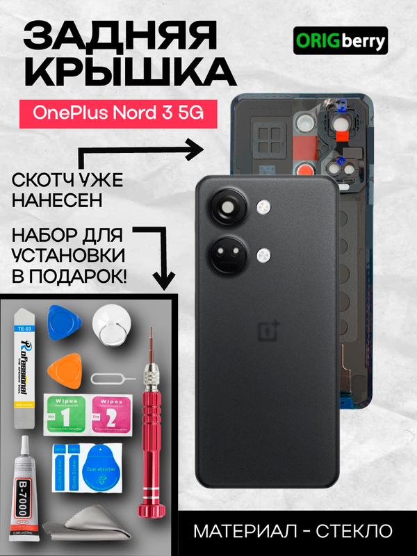 Задняя крышка для OnePlus Nord 3 5G cерая (Tempest Gray) со стеклом камеры