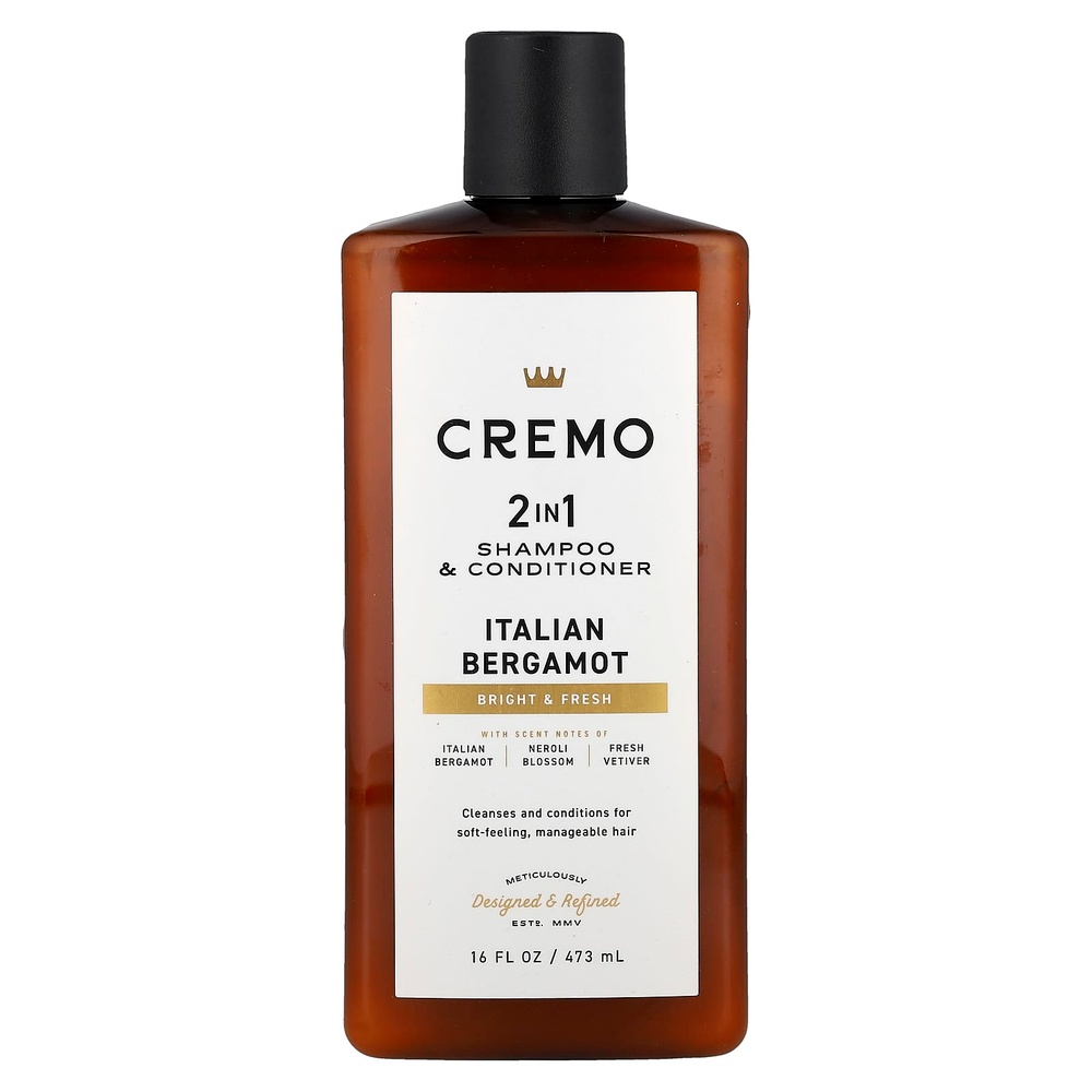 Cremo, Шампунь и кондиционер 2 в 1, итальянский бергамот, 473 мл (16 жидк. Унций)
