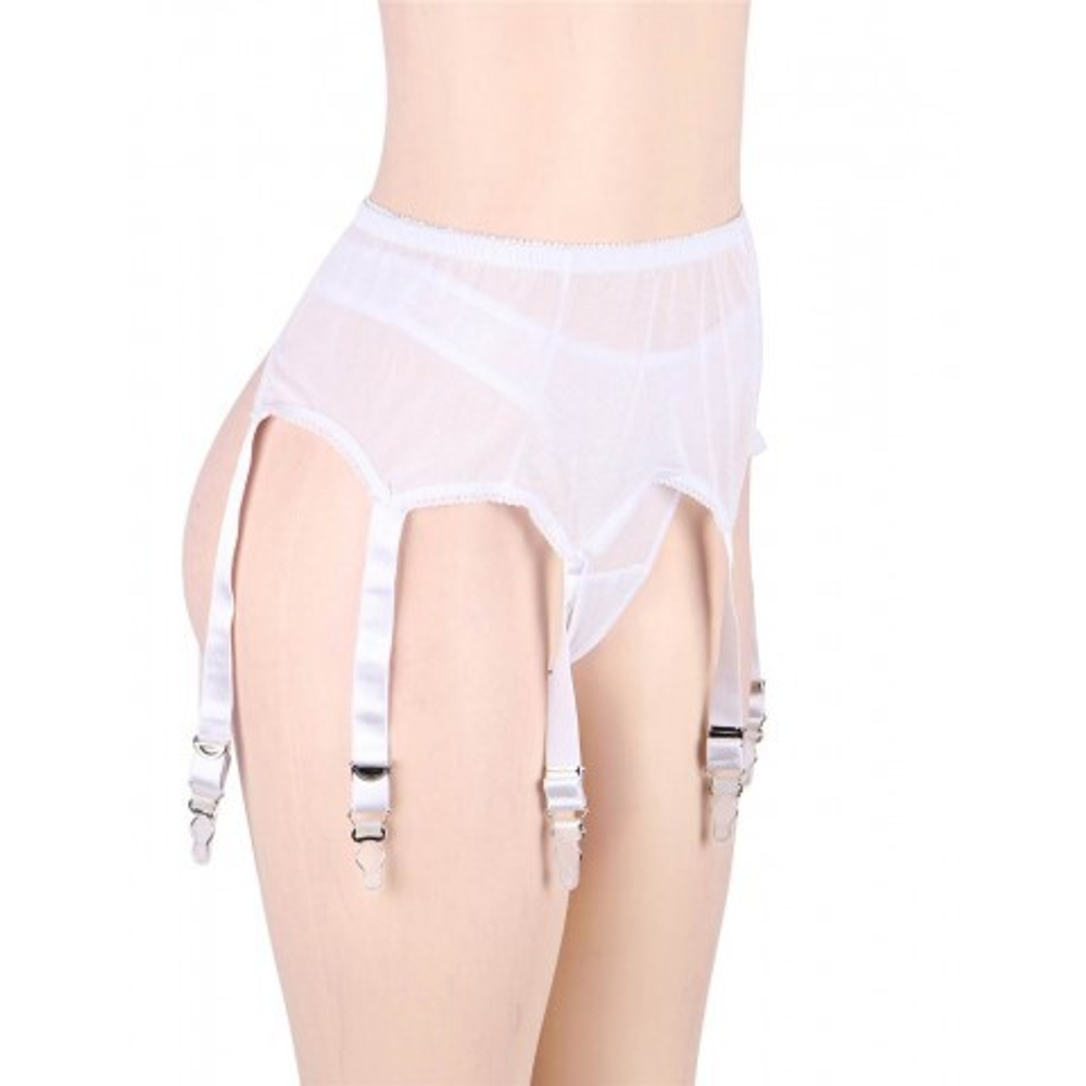 Пояс белый для чулок с ремешками на клипсах (XL-2XL)