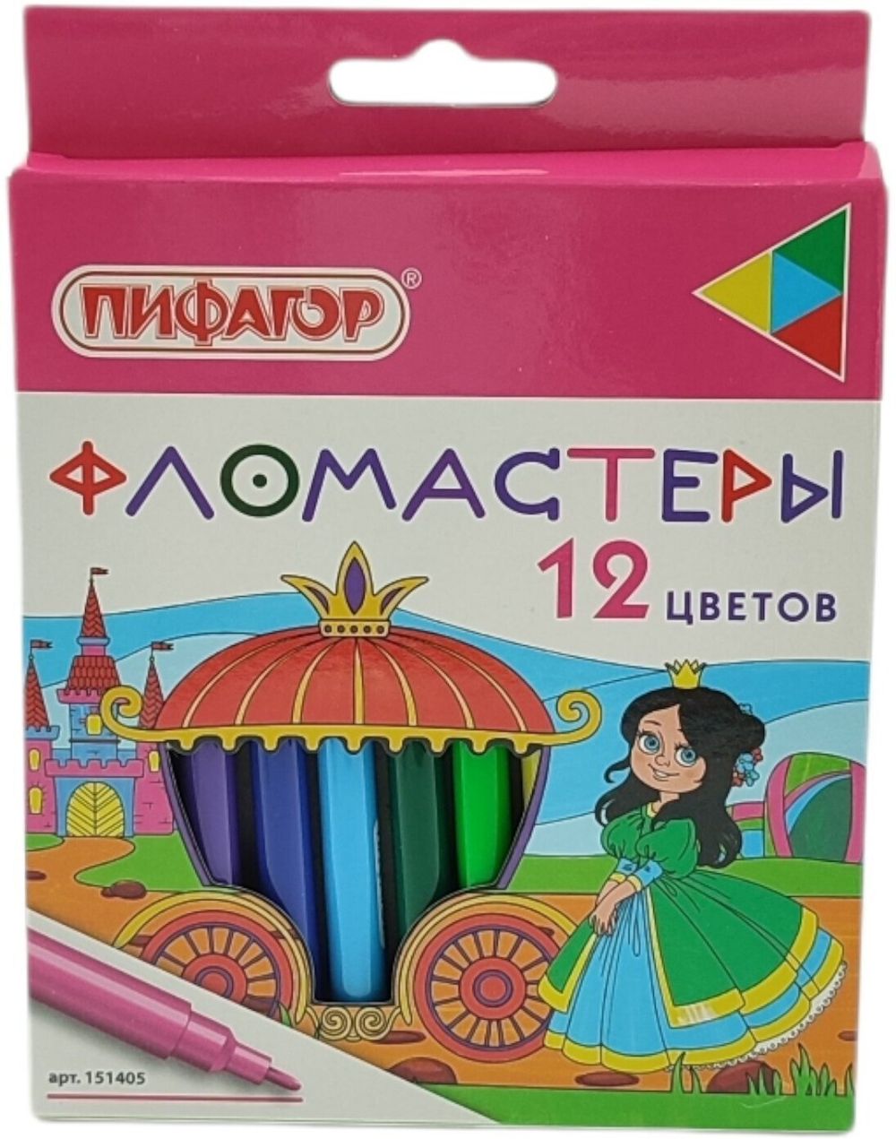 Фломастеры ПИФАГОР "Принцессы", 12 цветов, вентилируемый колпачок, 151405