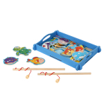 Развивающая игрушка деревянная Рыбалка маленькая с рыбкаами, коробка C-41671