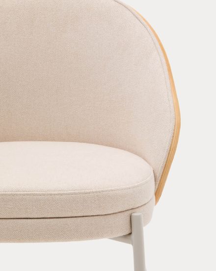 Стул Eamy бежевая синель ясеневый шпон и бежевый металл Испания La Forma