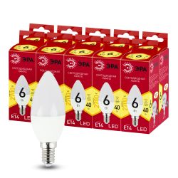 Лампа светодиодная ЭРА RED LINE LED B35-6W-827-E14 R 6Вт свеча теплый белый свет Е14