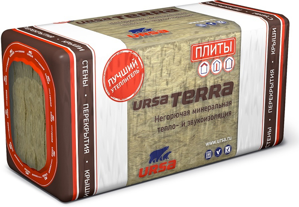 Плиты Урса Terra 36PN 1250х610х50мм (7,62м2=0,381м3=10шт)уп