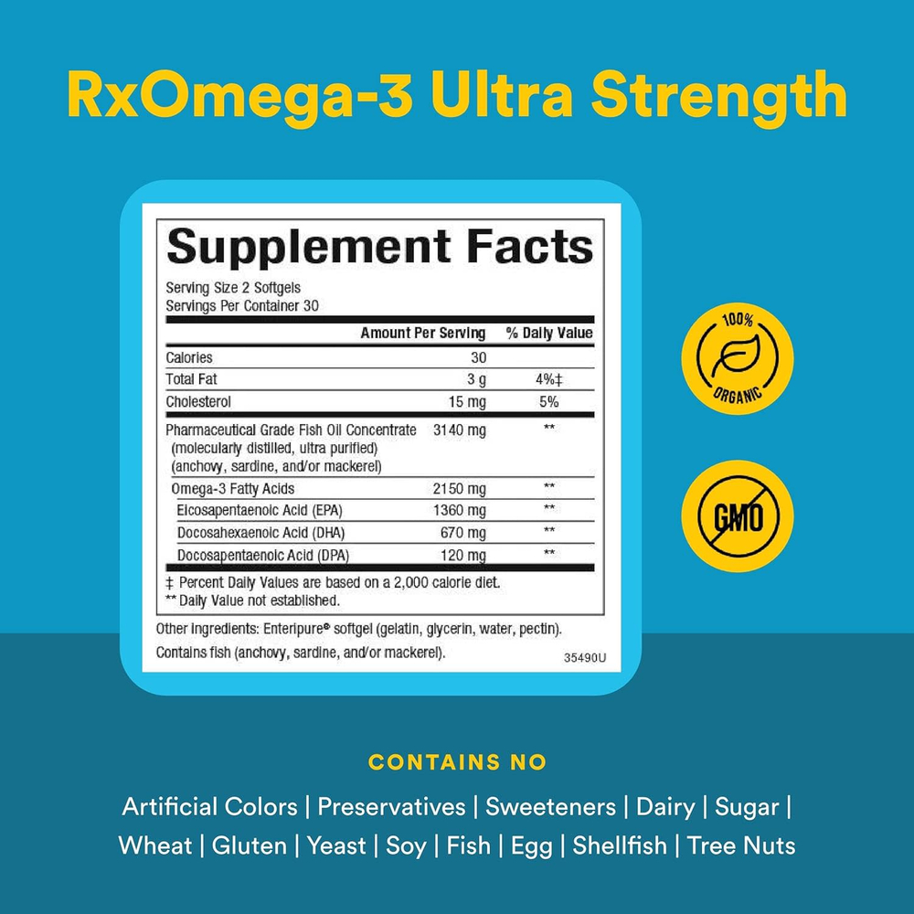 Natural Factors, RxOmega-3, 60 капсул (1570 мг в 1 капсуле)