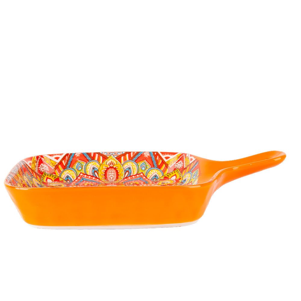 Блюдо с ручкой " " (оранжевый) 23х14,5см (min9) (транспортная упаковка)