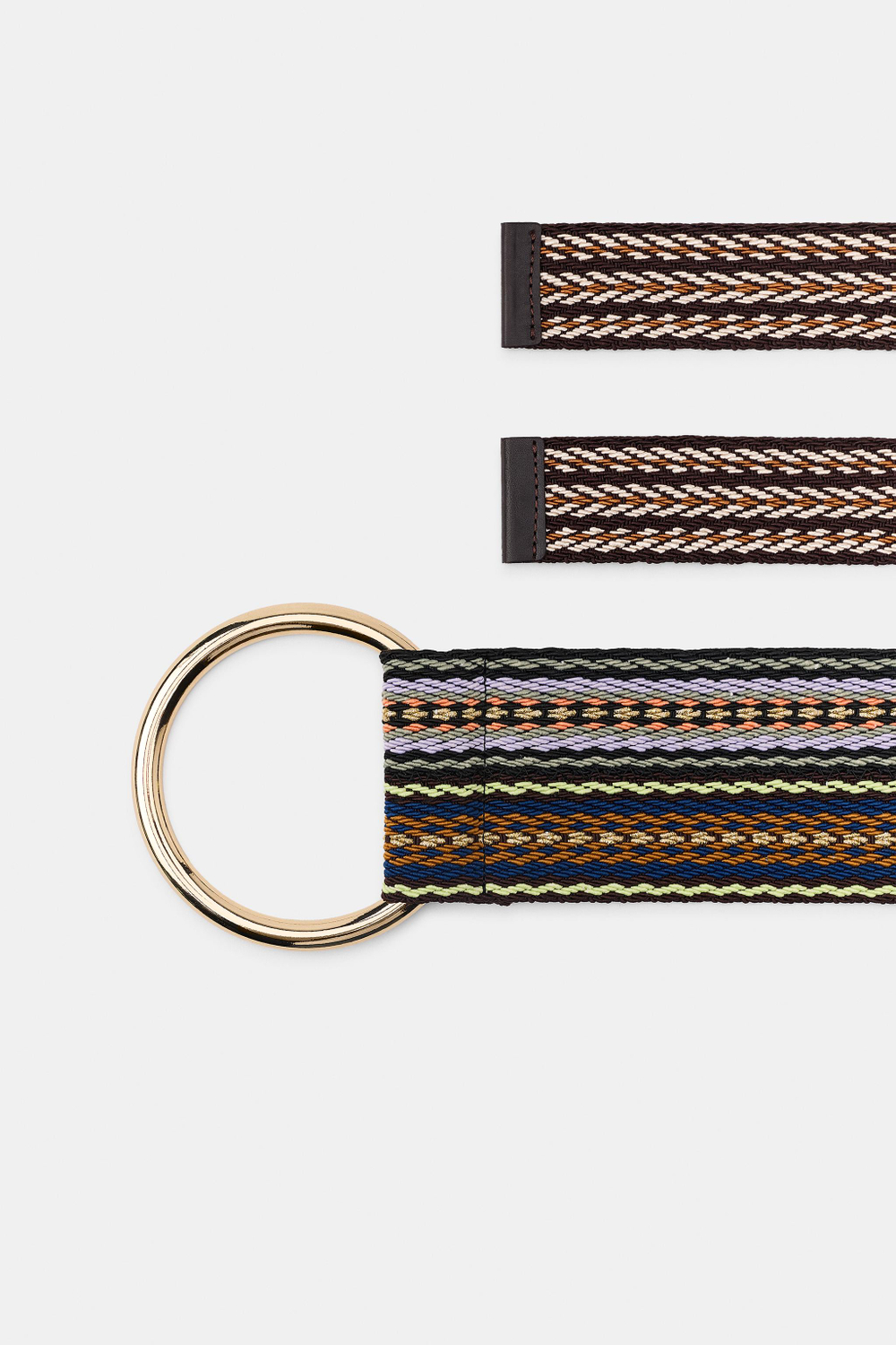 ZARA ШИРОКИЙ ТКАНЫЙ РЕМЕНЬ В ПОЛОСКУ, РАЗНОЦВЕТНЫЙ
