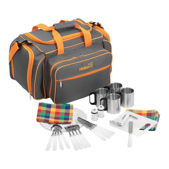 Набор для пикника Helios на 4 персоны серый HS-605(4)G