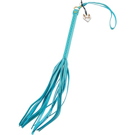 Плеть Pecado BDSM, голубая рукоять, голубые хлысты, натуральная кожа