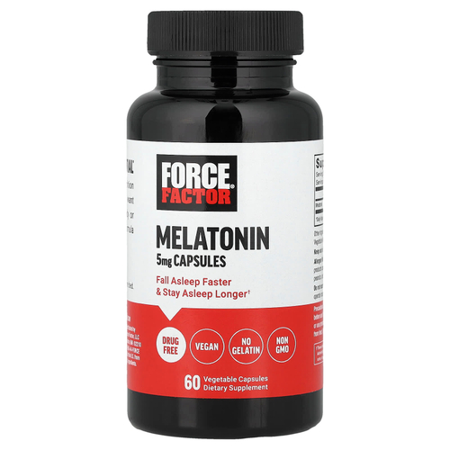 Force Factor, Мелатонин, 5 мг, 60 растительных капсул