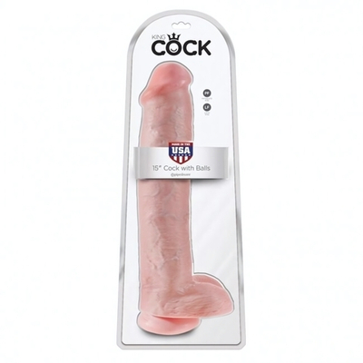 Фаллоимитатор-гигант белый King Cock 15 Cock with Balls (Цвет: телесный)