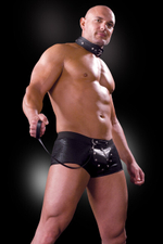 Хипсы для раба с ошейником 2XL/3XL (Цвет: черный)