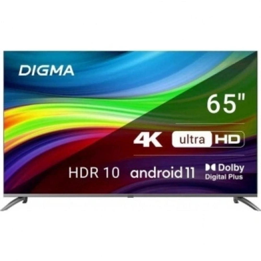 Телевизор LED Digma 65" DM-LED65UBB41 Android TV Frameless Metal темно-серебристый/серебристый 4K Ultra HD 60Hz DVB-T DVB-T2 DVB-C DVB-S DVB-S2 USB WiFi Smart TV