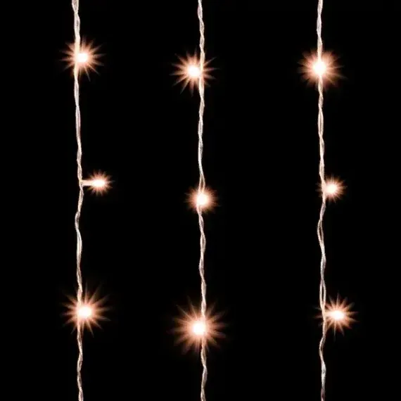 Светодиодный занавес 2*2 м., 400 экстра теплых белых LED ламп, облегченный, прозрачный провод ПВХ, LTC (PCL400NOT-10-2EWW)