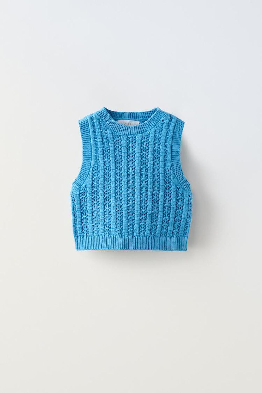 ZARA ТОП ИЗ КРУЖЕВА КРОШЕ, СИНИЙ