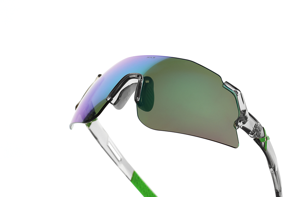 Спортивные очки HILX Savage 2.0 Shiny Crystal Grey Green / Green Mirror Lens