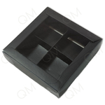 Коробка для 4 конфет с пластиковой крышкой 120*120*30 мм (черная матовая), 10 шт