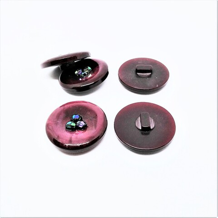 Пуговицы №773, на ножке, 34мм, цв.бордовый со стразами (CB L-099)