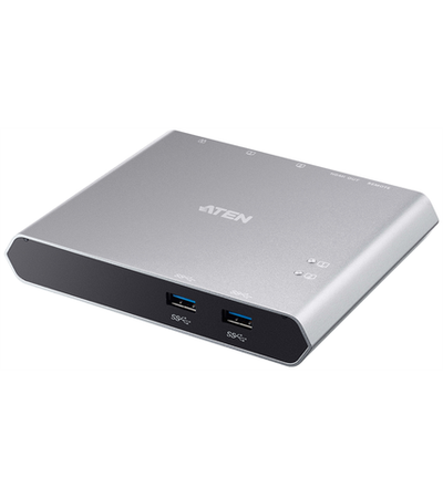 ATEN 2-Port USB-C Gen 1 Dock Switch with Power Pass-through