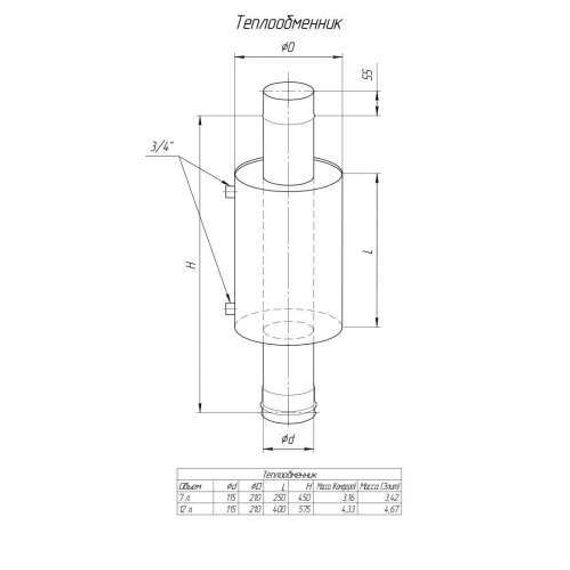 Бак Ferrum Комфорт 7л нержавеющий на трубу d-115мм с водяным контуром 30713