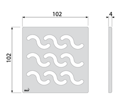 Дизайновая решетка MPV002 102 × 102 × 5 латунь – хром