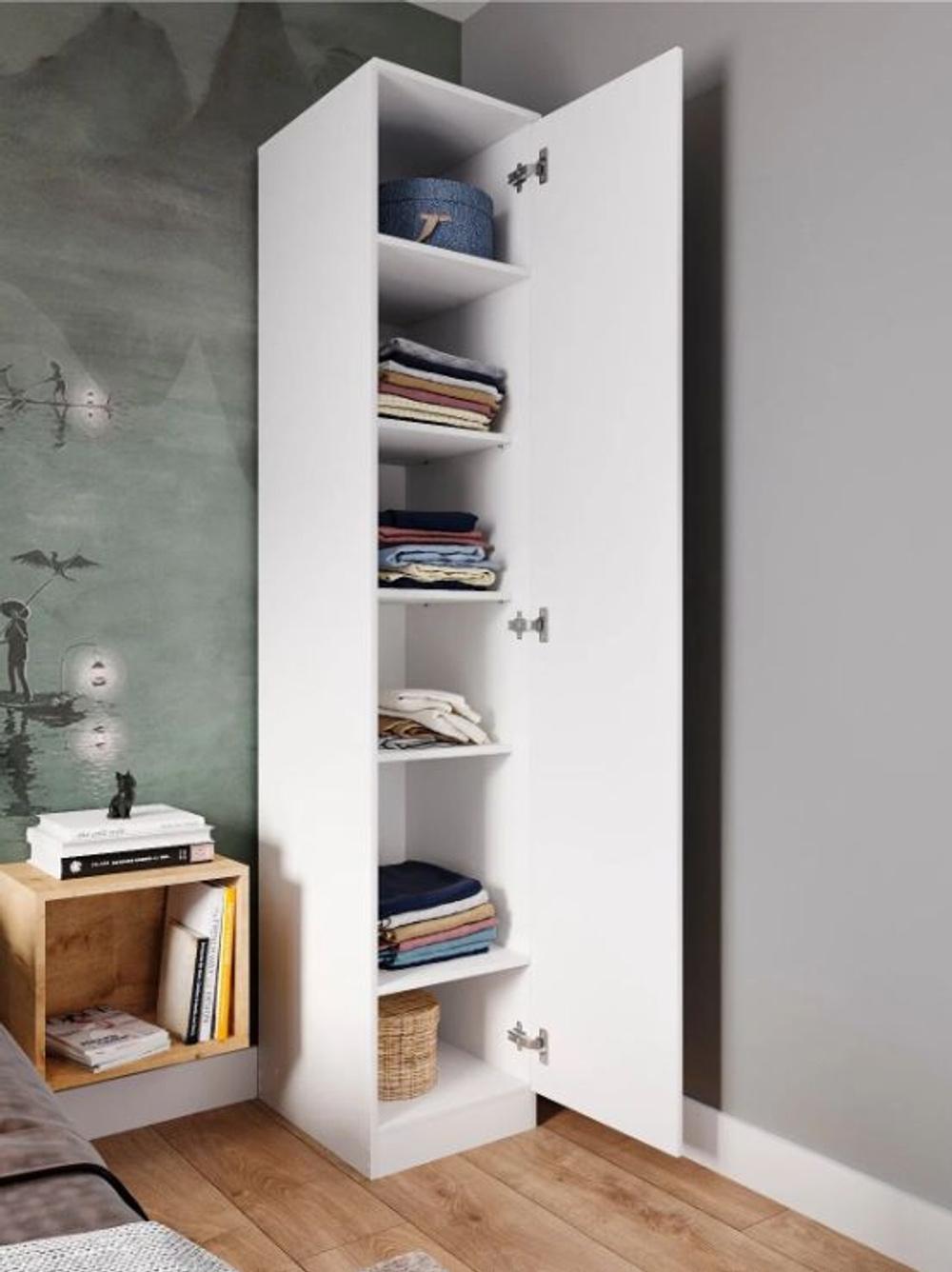 Шкаф-пенал Мори МШ 400 (ш402*г478*в2100мм), ЛДСП Белый