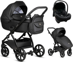 Детская коляска Tutis Uno 5 Plus Leather collection 3 в 1 с автокреслом Elo Lux EduSky Black 1402699 Jet Black