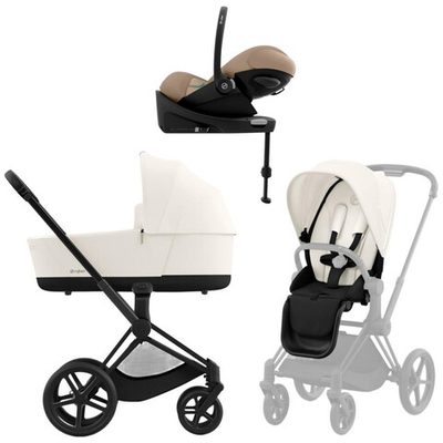 Коляска Cybex Priam IV Matt Black complete Cloud G Almond Beige Plus Base G 4 в 1 Off White