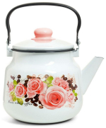 Чайник эмалированный "Розы и кофе" 2.5л. Эстет