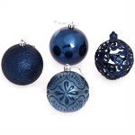 Новогодние шары 8 см (набор 24 шт) «Фактурный микс», сапфир