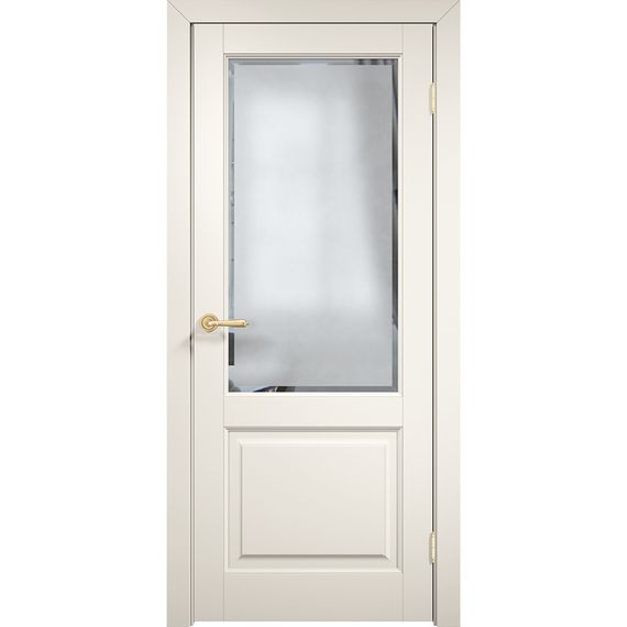 Фото межкомнатной двери эмаль Дверцов Алькамо цвет белый RAL 9010 остеклённая