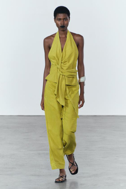 ZARA ТОП НА ЗАПÁХЕ С ГОРЛОВИНОЙ ХАЛТЕР — ZW COLLECTION, ЛАЙМОВЫЙ