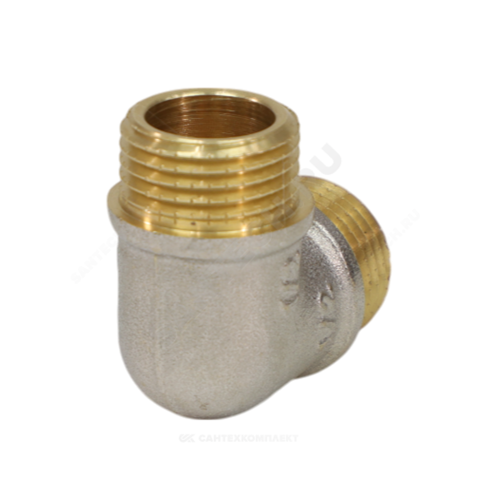 Угольник латунь никель Ду 15 (1/2") НР/НР 9003 ГОСТ 32585-2013 Aquasfera 9003-01