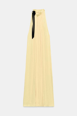 ZARA АТЛАСНОЕ ПЛАТЬЕ ХАЛТЕР — ZW COLLECTION, ЖЕЛТЫЙ