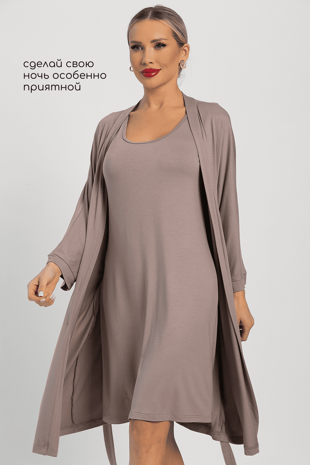 Пеньюар Шелк вискозы (латте) П14486-52М LT Collection