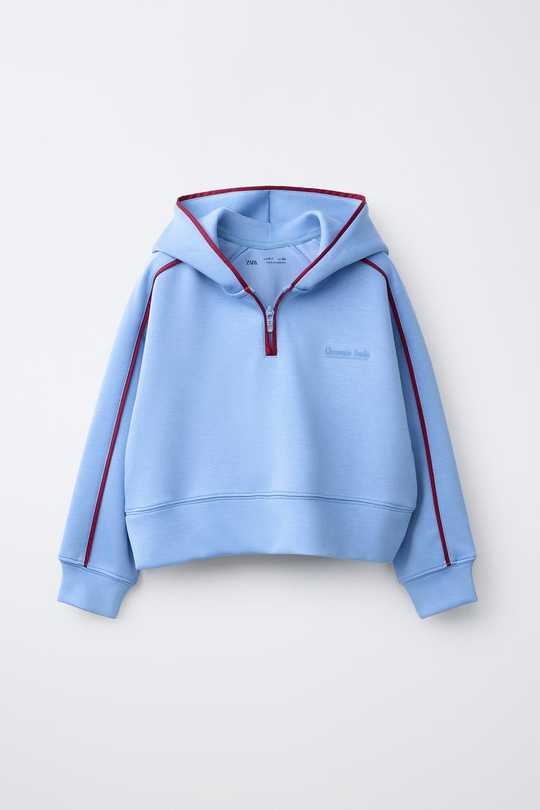 ZARA ХУДИ С КОНТРАСТНЫМИ ДЕТАЛЯМИ, ГОЛУБОЙ