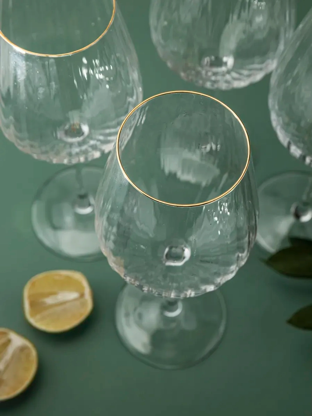 Набор бокалов для вина, 600 мл, 2 шт. с золотой каймой